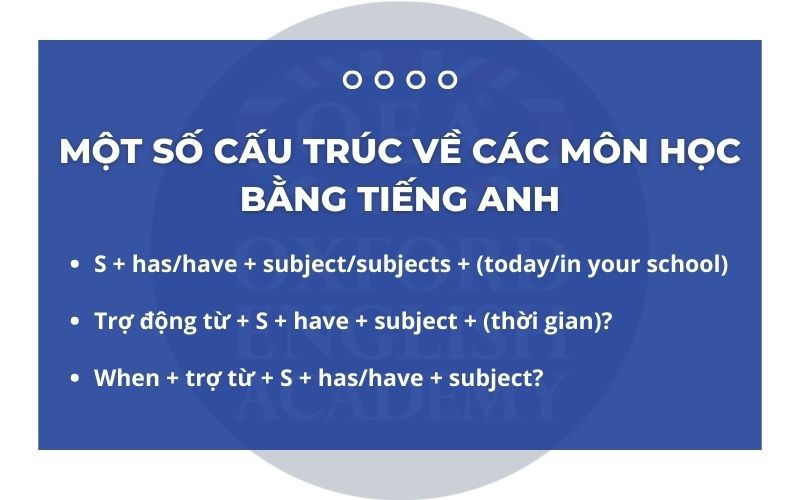 Một số cấu trúc về các môn học